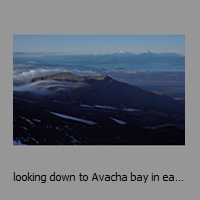 looking down to Avacha bay in early morningat sunrise